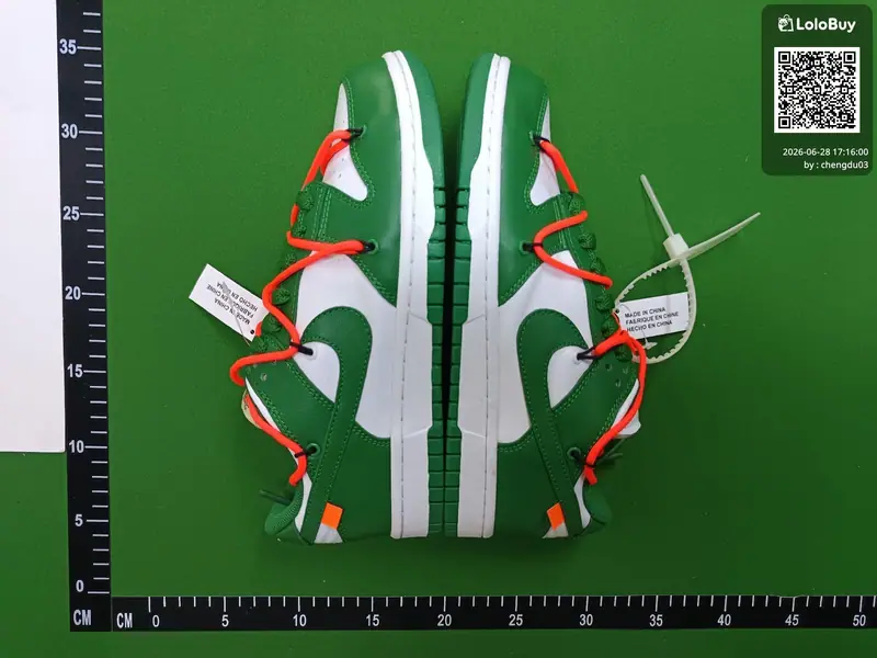 Nike Dunk Low Off-White Pine Green foto QC real 1