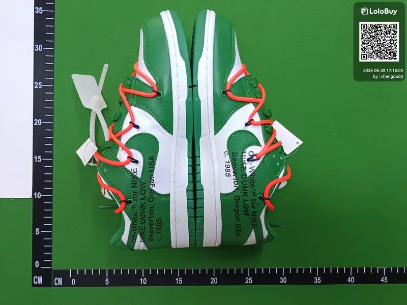 Nike Dunk Low Off-White Pine Green foto QC real 2