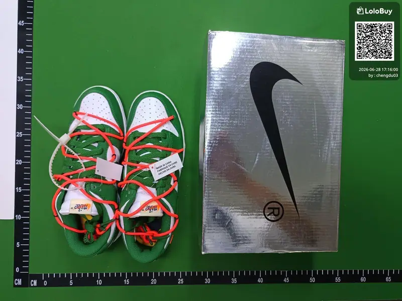 Nike Dunk Low Off-White Pine Green foto QC real 3