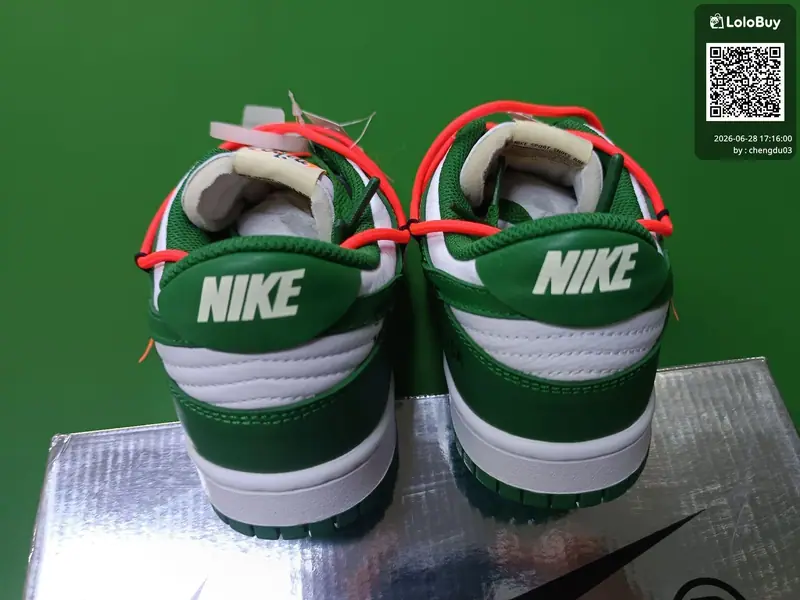Nike Dunk Low Off-White Pine Green foto QC real 4