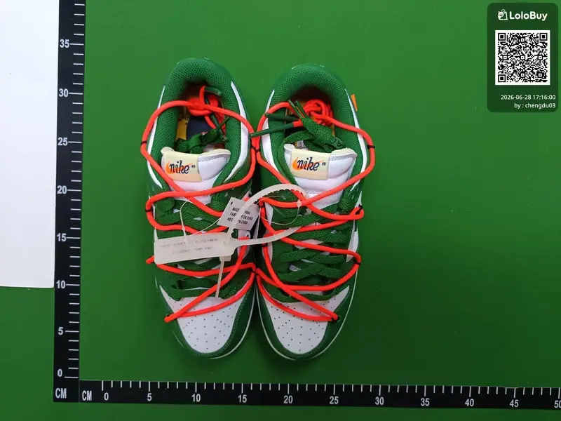 Nike Dunk Low Off-White Pine Green foto QC real 5