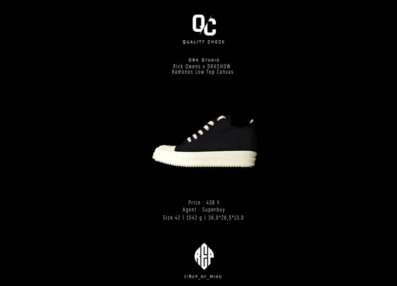 Rick Owens Ramones Low Black Milk foto QC real 1