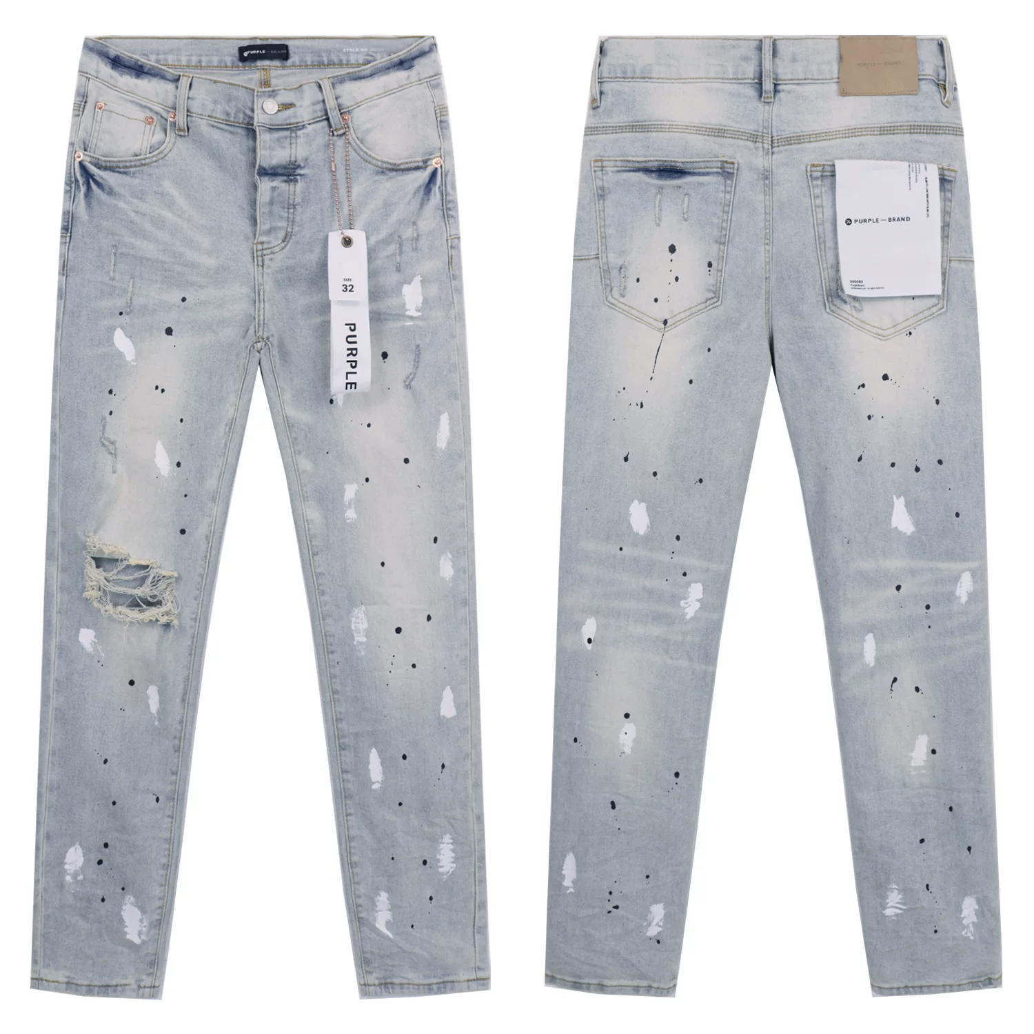 2024 American Style Trendy Brand Ripped Patchwork Ash Gray Men S Casual photo 7