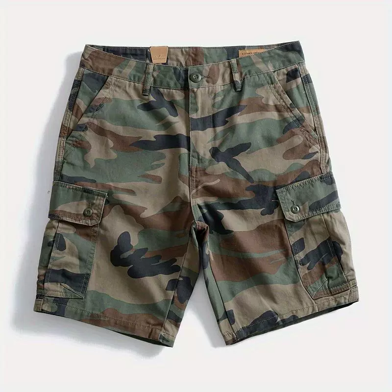 Heavyweight Pure Cotton Loose Fitting American Style Multi Pocket Cargo Shorts photo 7