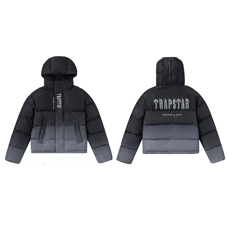Trapstar Couple S Down Cotton Jacket Retro Stand Up Collar Glossy Simple Letter photo 3