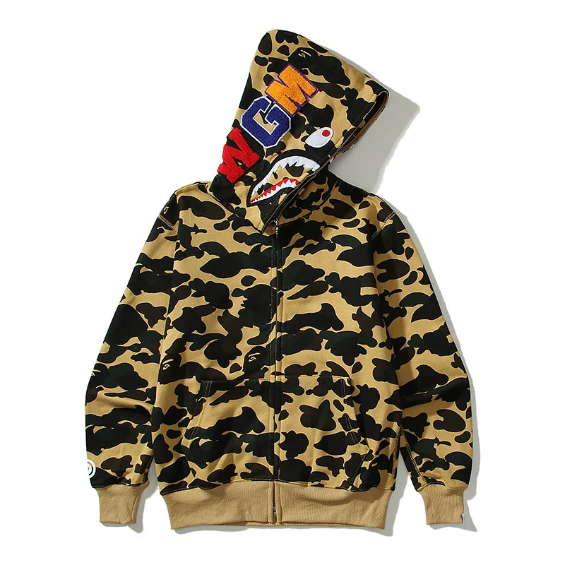 Japanese Trendy Brand Shark Camouflage Print Fleece Sweatshirt Unisex Couple photo 5