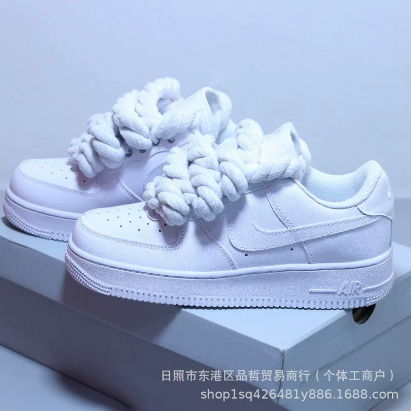 Af1 Hemp Rope Sneakers With Thick Laces Women S Sports photo 2