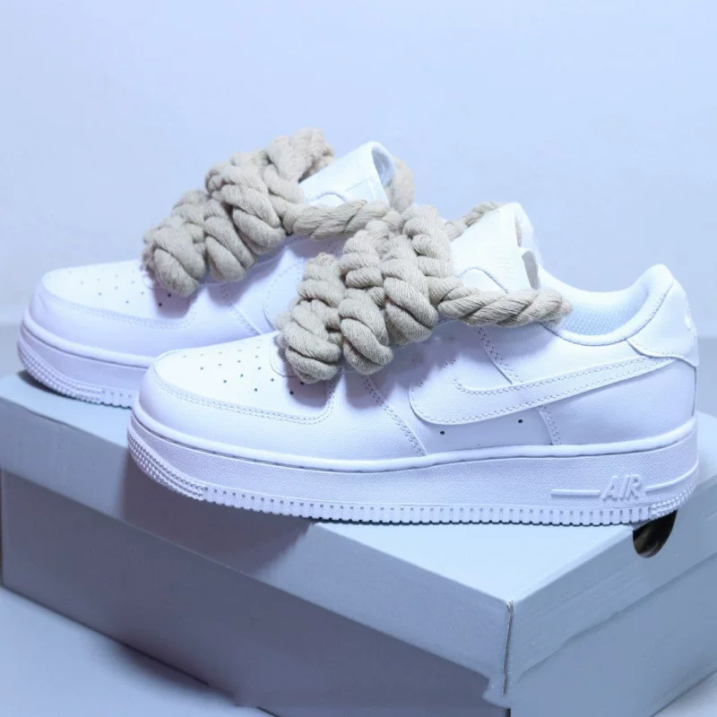 Af1 Hemp Rope Sneakers With Thick Laces Women S Sports photo 7