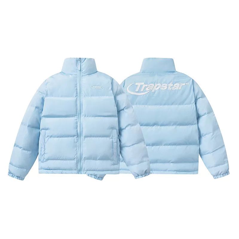 Trapstar Couple S Down Cotton Jacket Retro Stand Up Collar Glossy Simple Letter photo 7