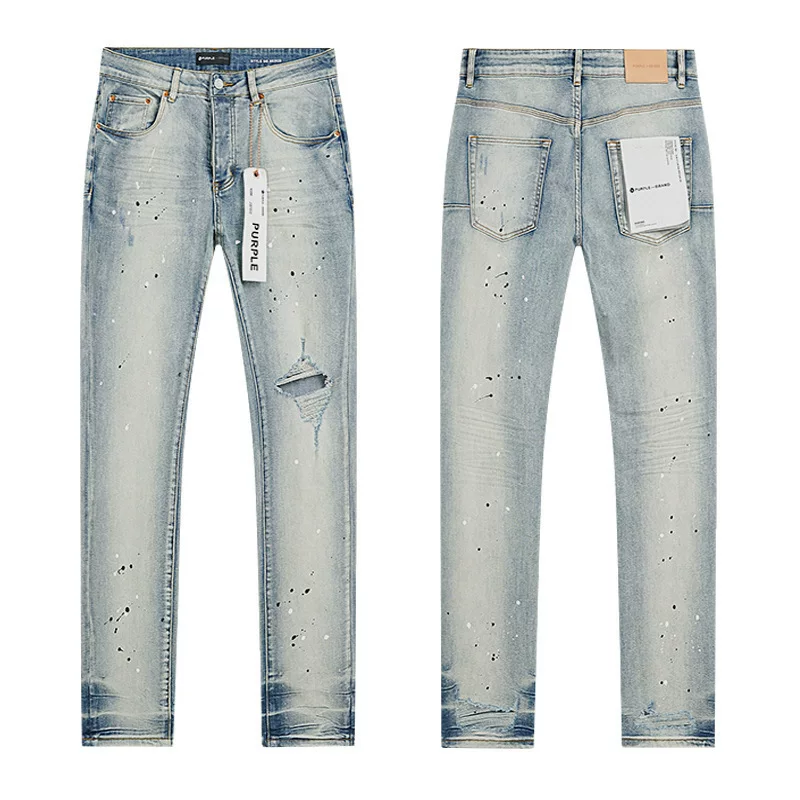 2024 American Style Trendy Brand Ripped Patchwork Ash Gray Men S Casual photo 15