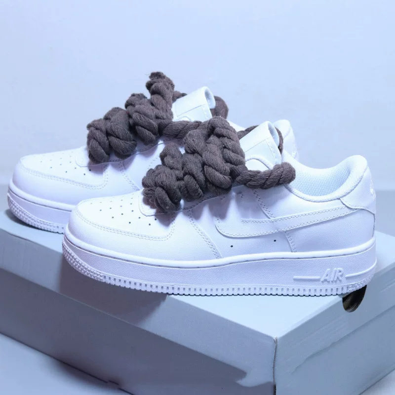 Af1 Hemp Rope Sneakers With Thick Laces Women S Sports photo 8