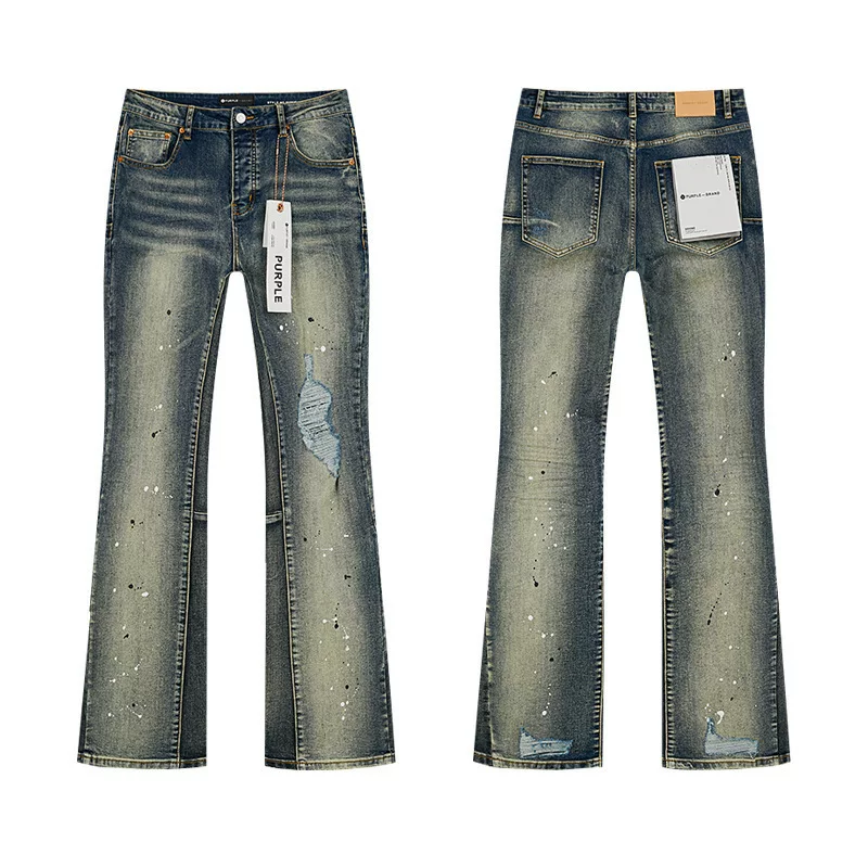 2024 American Style Trendy Brand Ripped Patchwork Ash Gray Men S Casual photo 21