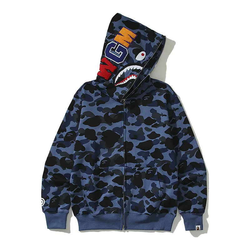 Japanese Trendy Brand Shark Camouflage Print Fleece Sweatshirt Unisex Couple photo 6