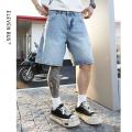 American High Street Retro Washed Loose Denim Shorts For Men Trendy Summer photo 3