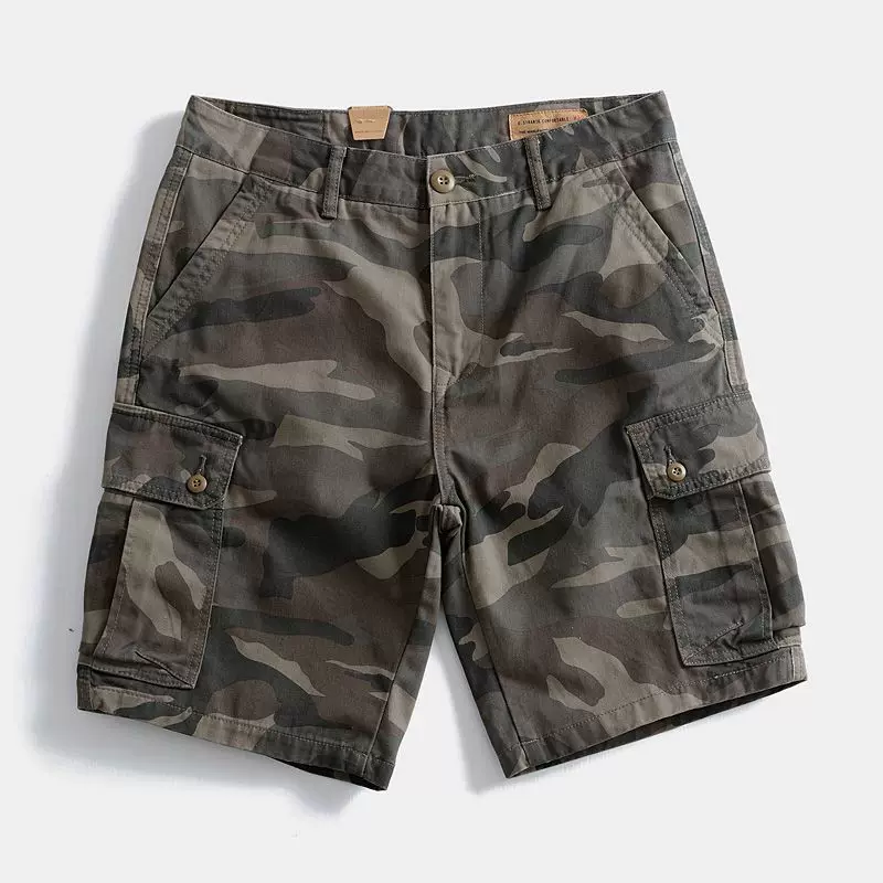 Heavyweight Pure Cotton Loose Fitting American Style Multi Pocket Cargo Shorts photo 2