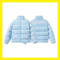 Trapstar Couple S Down Cotton Jacket Retro Stand Up Collar Glossy Simple Letter photo 4