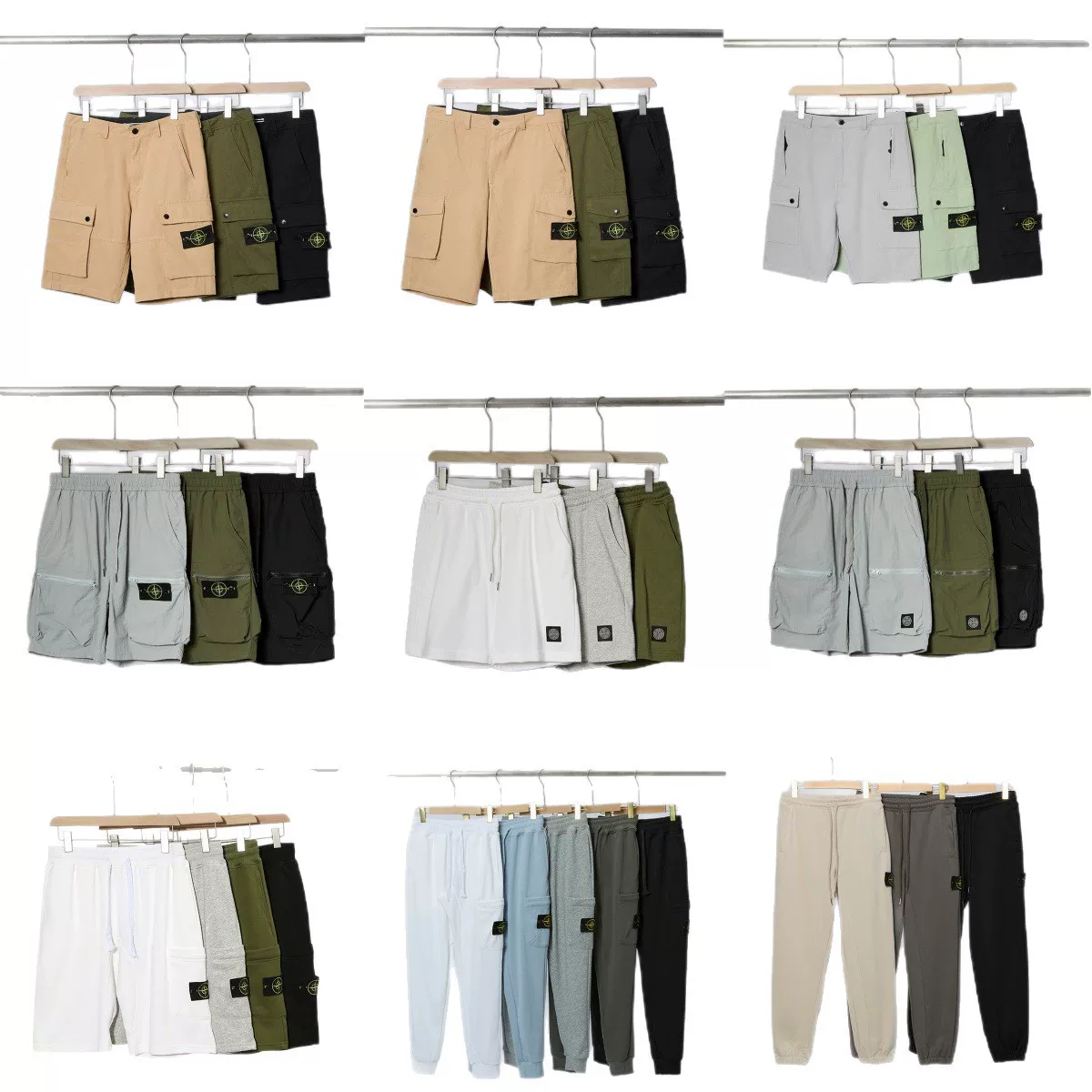 Stone Patterned Micro Label Compass Logo Casual Pocket Shorts photo 5