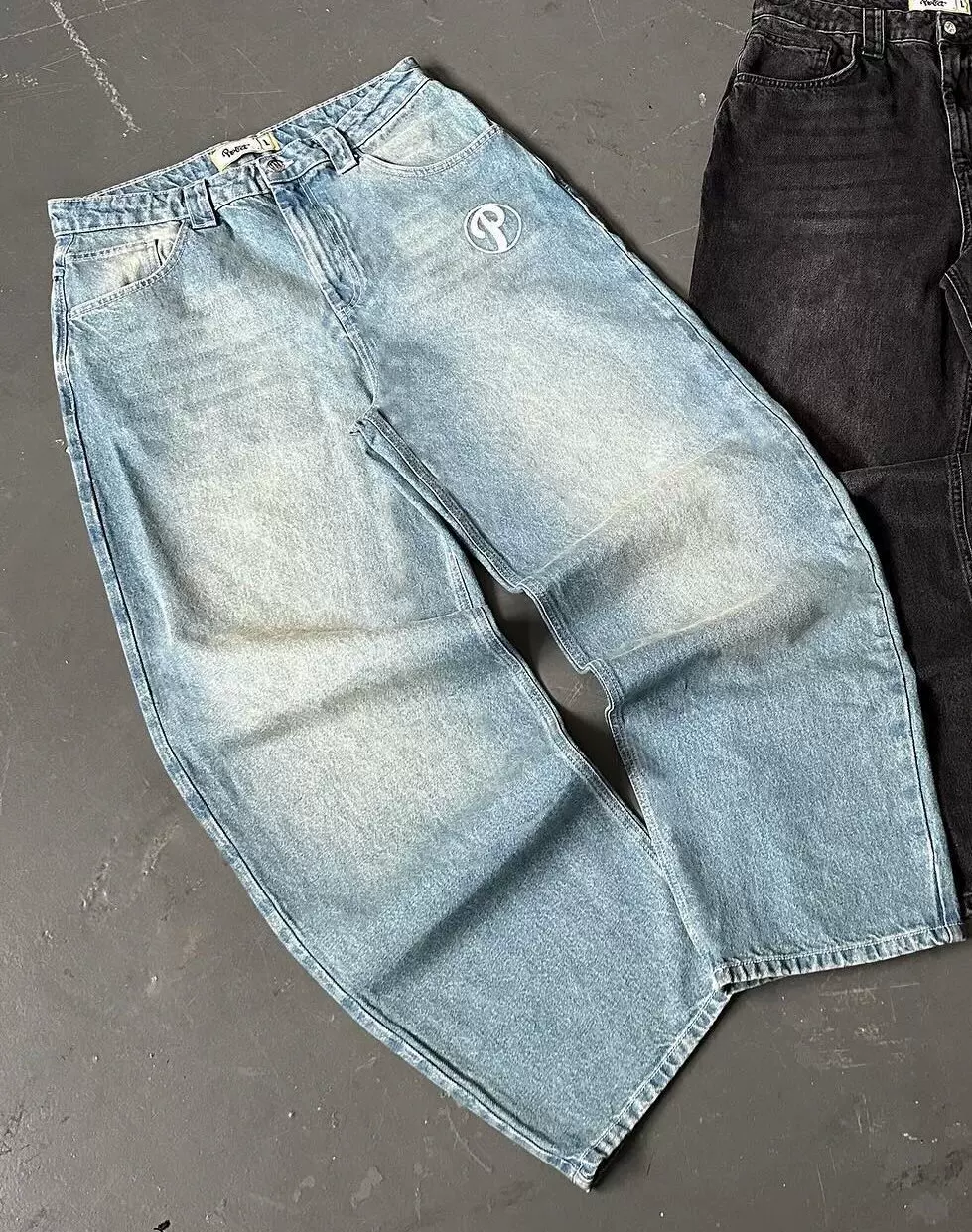 Loose Wide Leg American Retro Gradient Jeans For Men Trendy High Street photo 2
