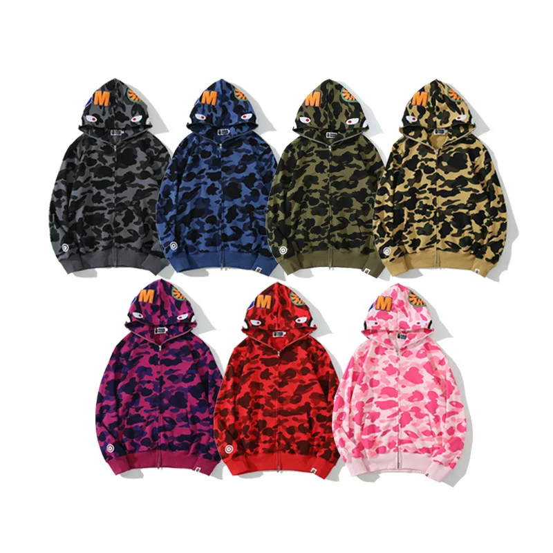 Japanese Trendy Brand Shark Camouflage Print Fleece Sweatshirt Unisex Couple photo 8