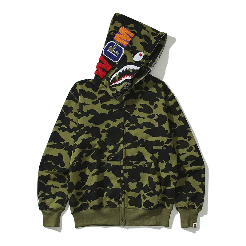 Japanese Trendy Brand Shark Camouflage Print Fleece Sweatshirt Unisex Couple photo 10