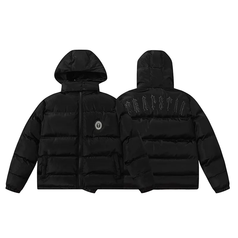 Trapstar Couple S Down Cotton Jacket Retro Stand Up Collar Glossy Simple Letter photo 11