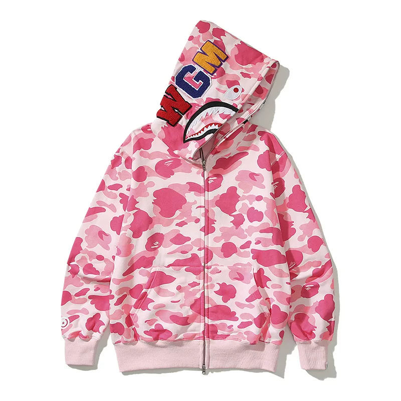 Japanese Trendy Brand Shark Camouflage Print Fleece Sweatshirt Unisex Couple photo 4