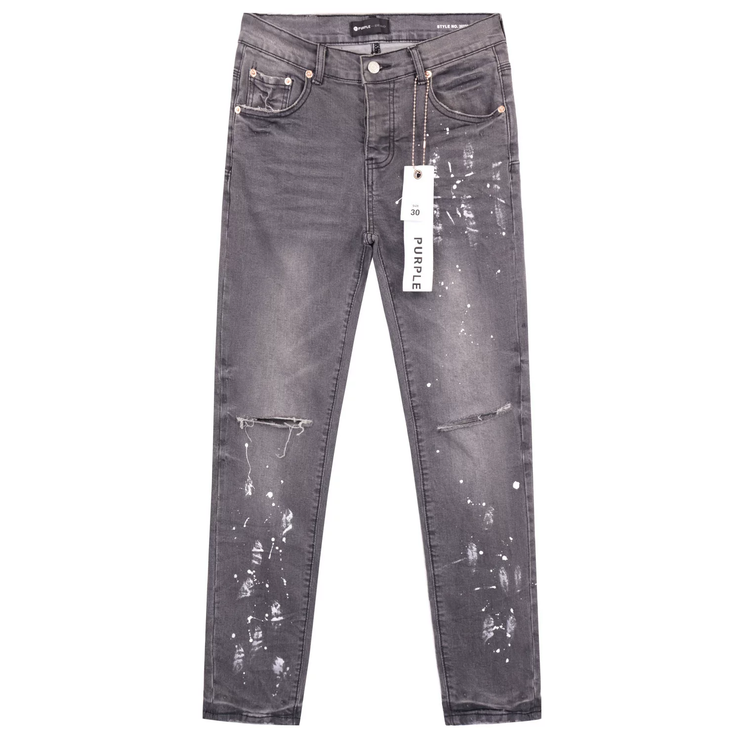 2024 American Style Trendy Brand Ripped Patchwork Ash Gray Men S Casual photo 2