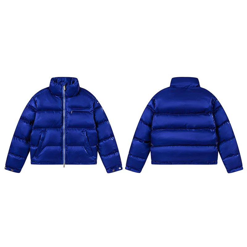 Trapstar Couple S Down Cotton Jacket Retro Stand Up Collar Glossy Simple Letter photo 2