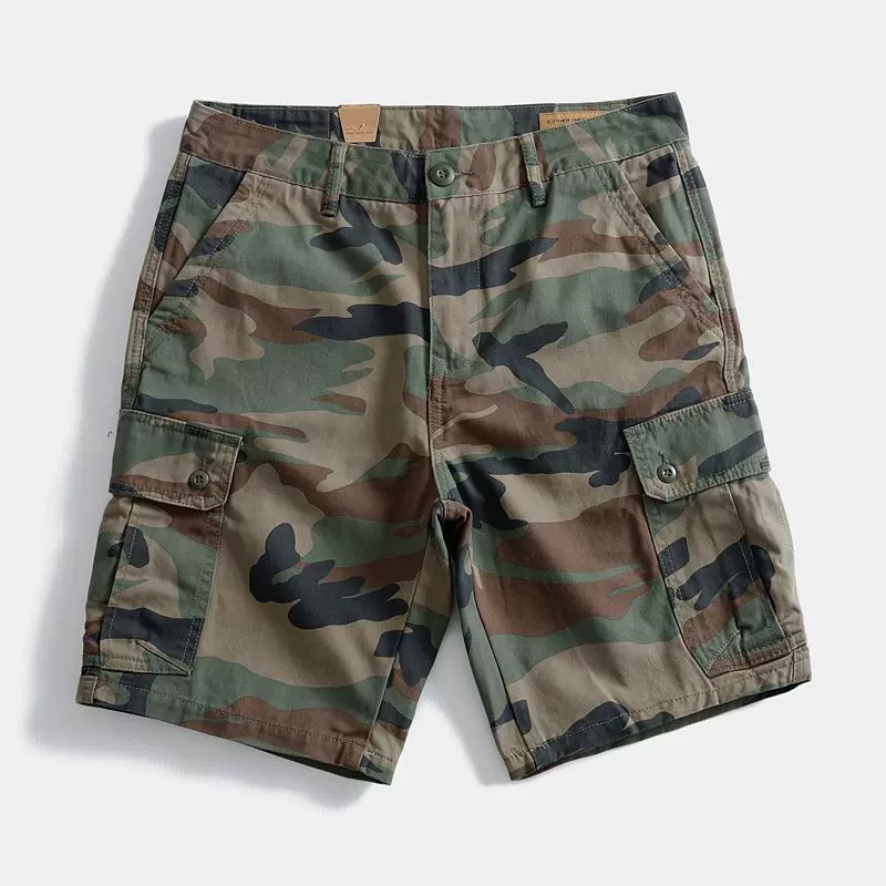 Heavyweight Pure Cotton Loose Fitting American Style Multi Pocket Cargo Shorts photo 3