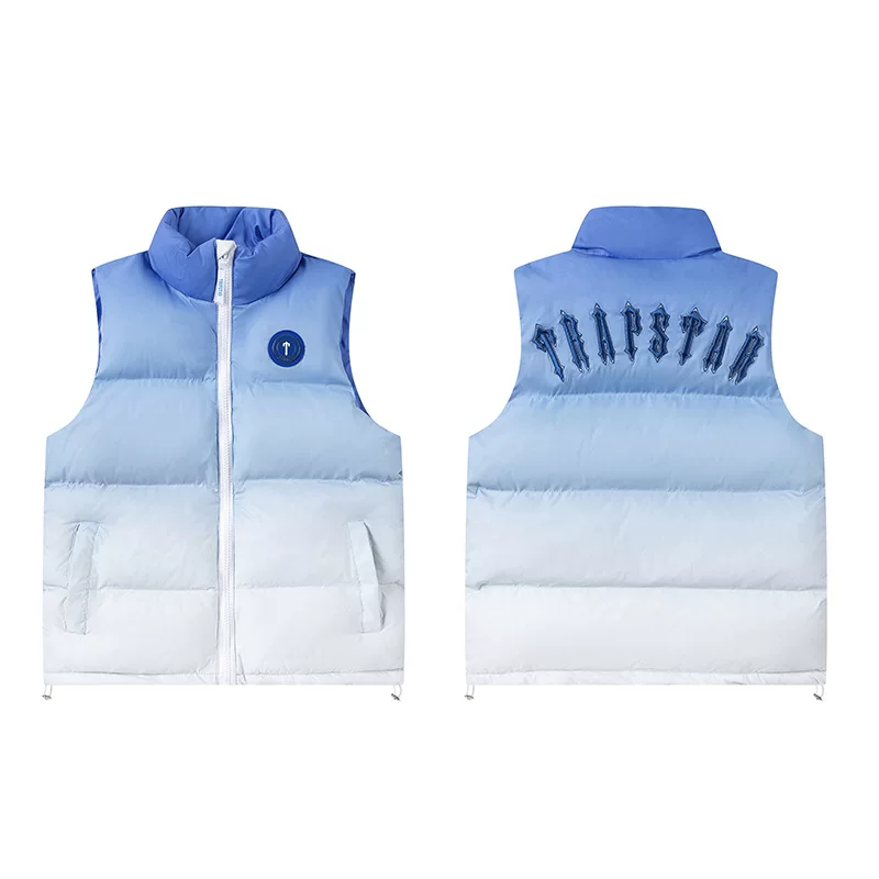 Trapstar Couple S Down Cotton Jacket Retro Stand Up Collar Glossy Simple Letter photo 4