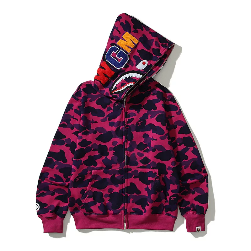 Japanese Trendy Brand Shark Camouflage Print Fleece Sweatshirt Unisex Couple photo 7