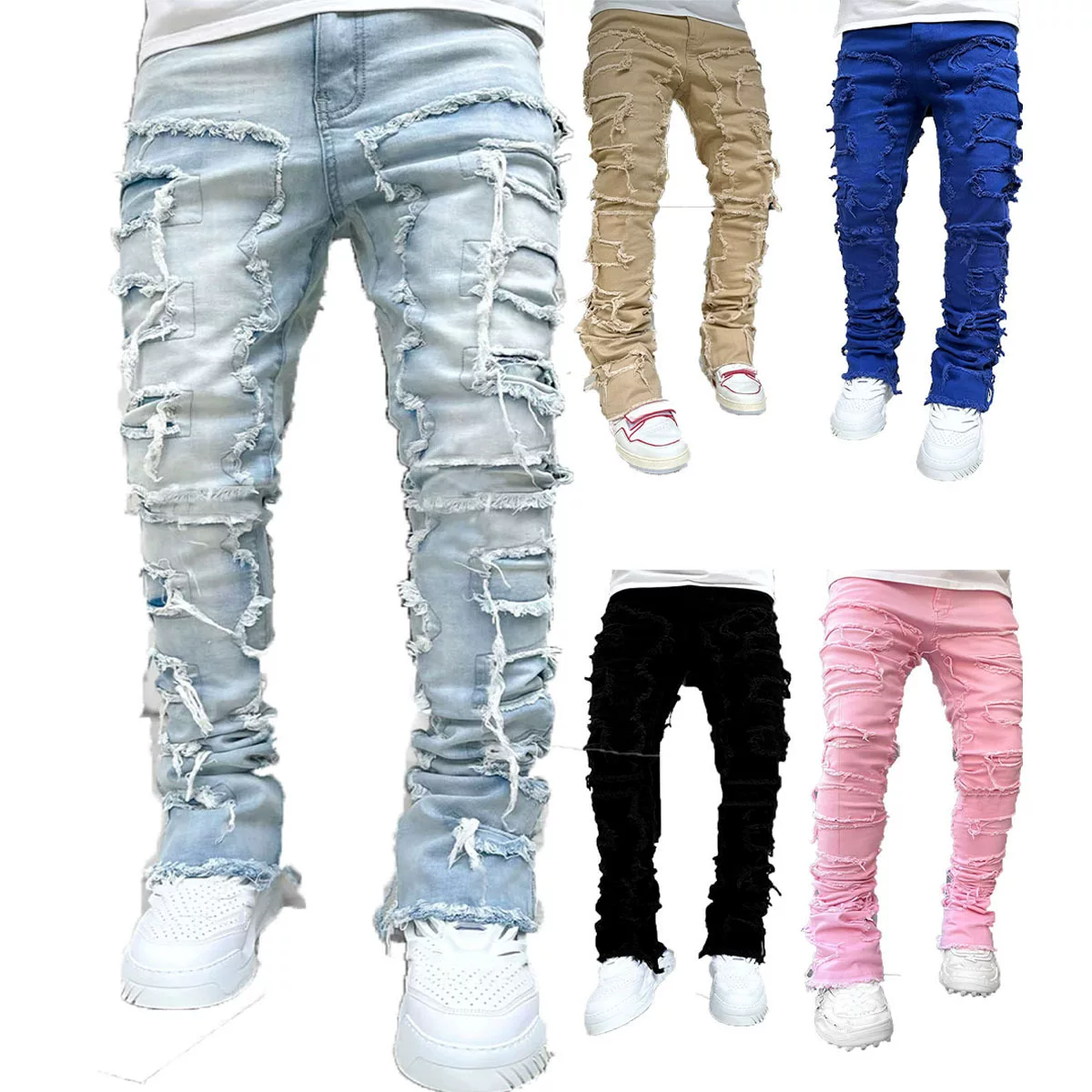 New Style Men S Straight Leg Jeans European And American Street photo 1