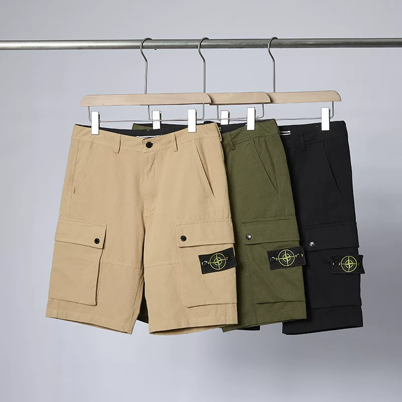 Stone Patterned Micro Label Compass Logo Casual Pocket Shorts photo 3