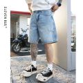 American High Street Retro Washed Loose Denim Shorts For Men Trendy Summer photo 4