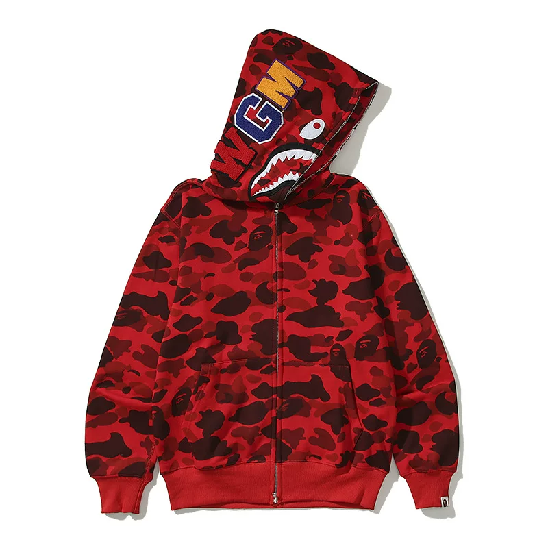 Japanese Trendy Brand Shark Camouflage Print Fleece Sweatshirt Unisex Couple photo 3