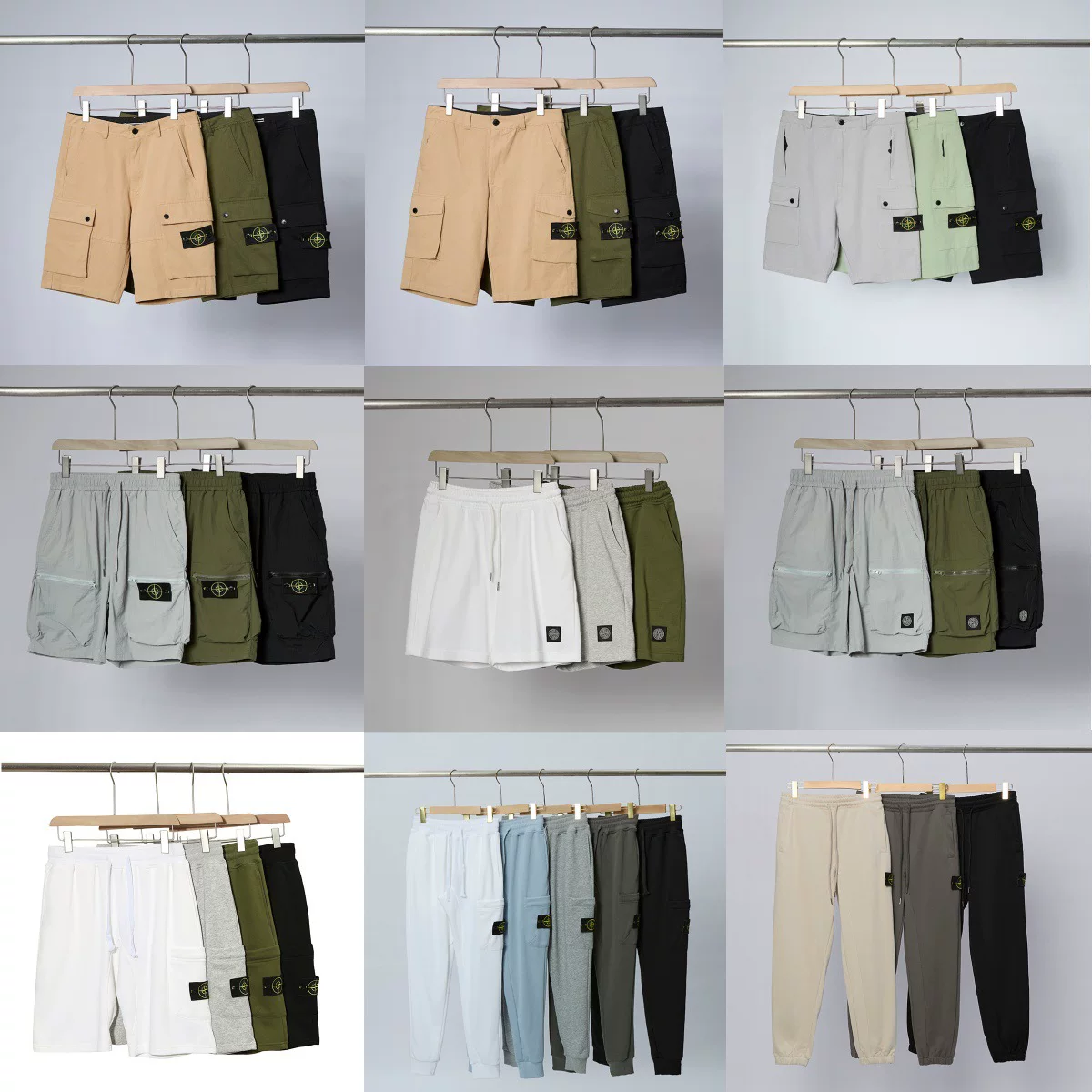 Stone Patterned Micro Label Compass Logo Casual Pocket Shorts photo 1