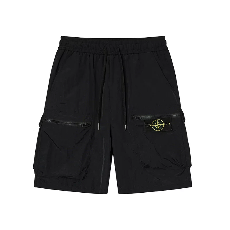 Stone Patterned Micro Label Compass Logo Casual Pocket Shorts photo 26
