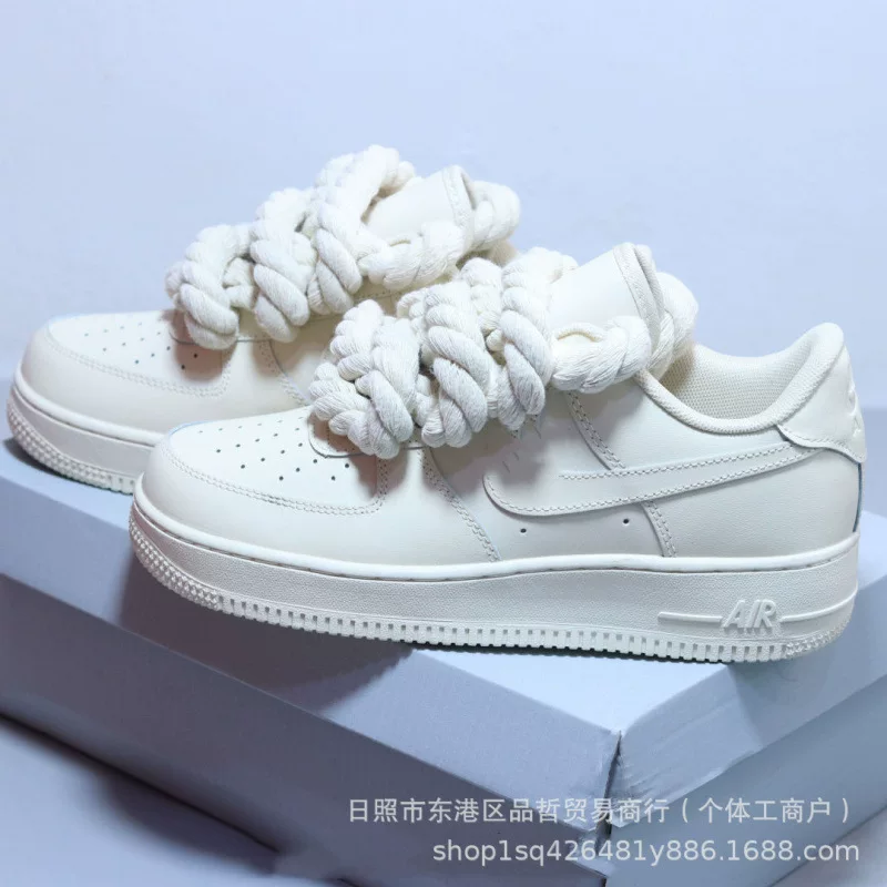 Af1 Hemp Rope Sneakers With Thick Laces Women S Sports photo 1