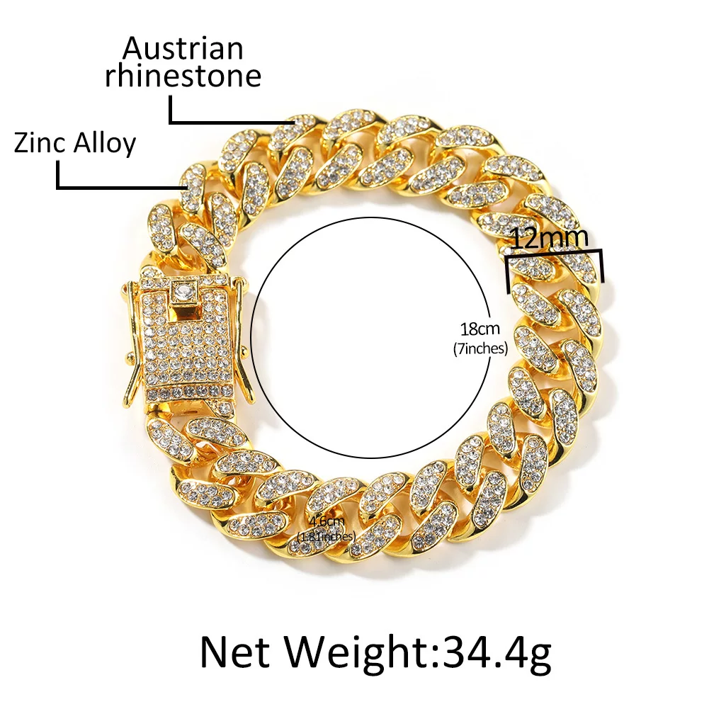 New Hip Hop 12Mm Alloy Bracelet For Men Fashionable And photo 4