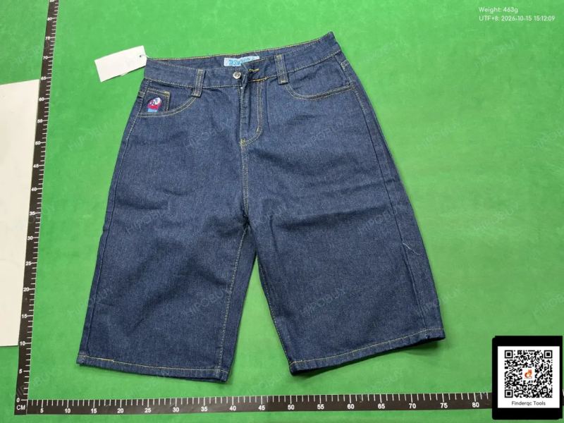 QC Cross-border e-commerce street polar big boy denim shorts Y2K pants hip hop cartoon graphic embroidery retro blue 7582650773 2