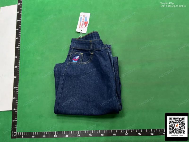QC Cross-border e-commerce street polar big boy denim shorts Y2K pants hip hop cartoon graphic embroidery retro blue 7582650773 4