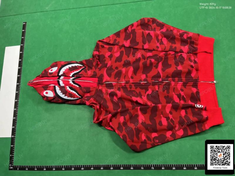 QC Bape Double Cap Cross-Border Wholesale New Shark Camouflage Pure Cotton Embroidered Simple Hooded Jacket 7743579639 2