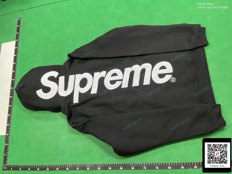 QC 25Fw Supreme Patch Big Logo Embroidered Fleece-Lined Heavyweight Hooded Sweatshirt for Men, Popular Autumn and Winter Style, Solid Color 7747964762 3