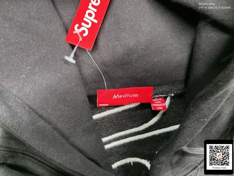 QC 25Fw Supreme Patch Big Logo Embroidered Fleece-Lined Heavyweight Hooded Sweatshirt for Men, Popular Autumn and Winter Style, Solid Color 7747964762 1