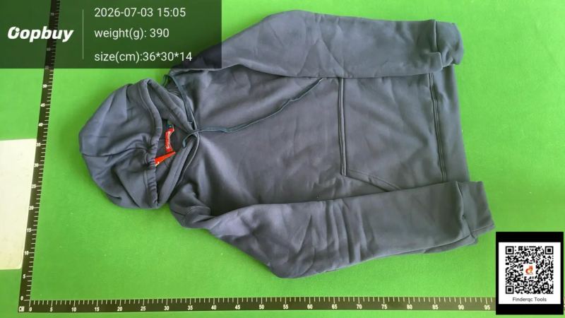 QC Supreme trendy hooded sweatshirt men's autumn and winter plus velvet loose street hip hop jacket solid color long sleeve pullover 7785642274 2
