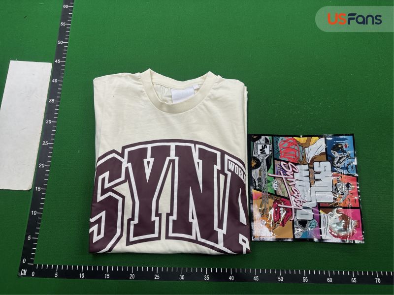 QC Off-white fabric brown printed short-sleeve SY-80 foto 4