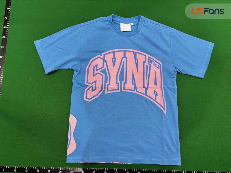 QC Light blue fabric pink printed short sleeve SY-78 foto 2