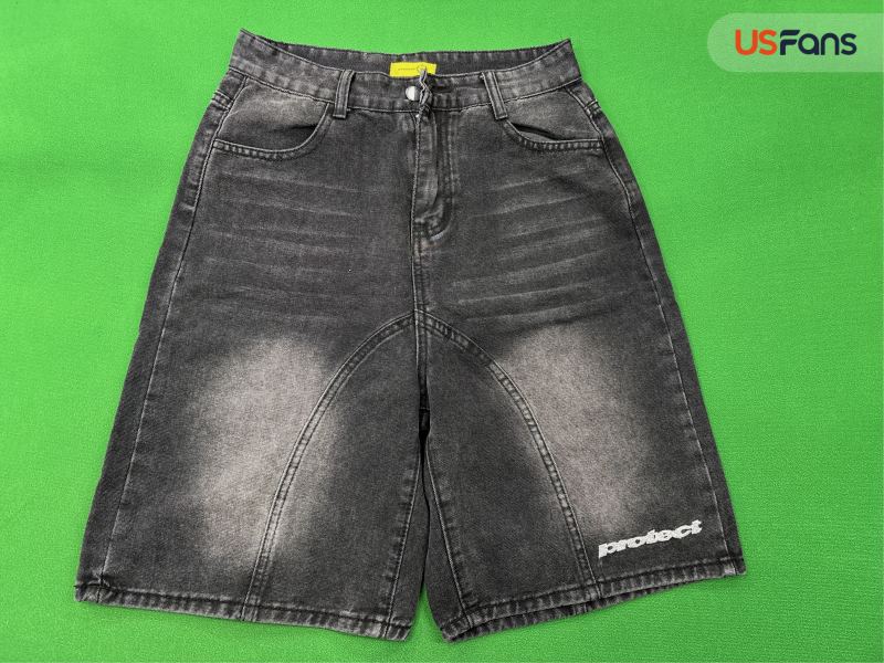 QC Cross-border European and American trendy brand embroidered denim shorts men's street retro washed distressed five-point pants loose and versatile shorts 7625423367 2