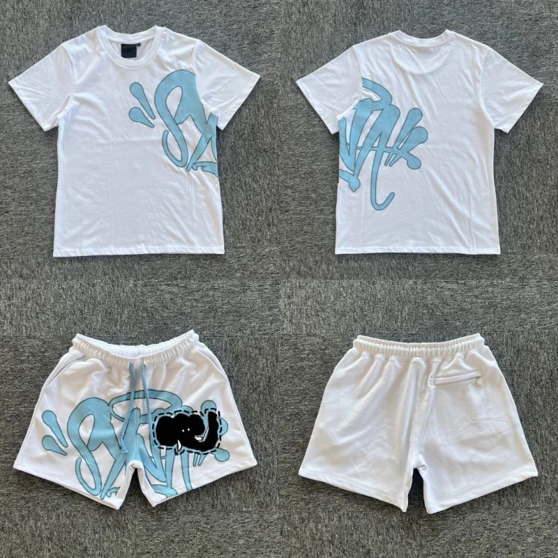White blue-printed short-sleeve set SY-44