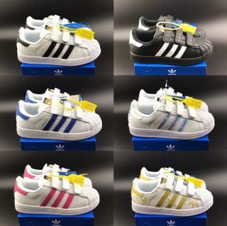 Children Adidas Superstar Velcro — Blue / Green